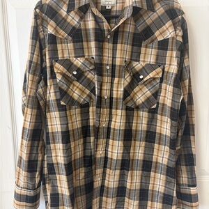 Ely Cattleman Tan and Black Plaid Shirt
